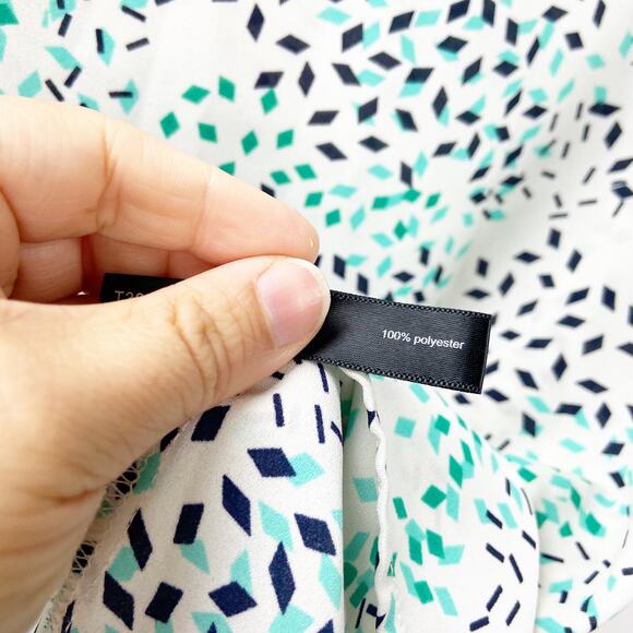 The Limited Small Womens White Green Black Print Sheer Blouse - Picture 4 of 6